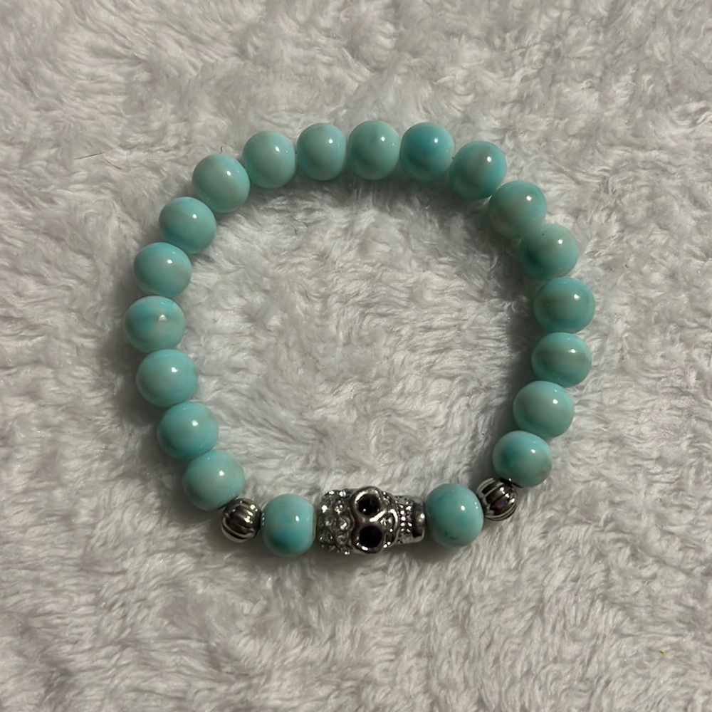 Rhinestone Skull Beaded Stretch Bracelet